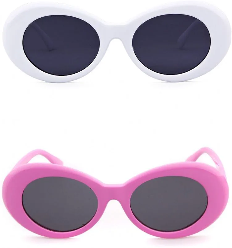 

Солнцезащитные очки GIFIORE Clout Goggles для женщин и мужчин, ретро-очки овальной формы, солнцезащитные очки для девочек и мальчиков, 2 Pack: White & Hot Pink
