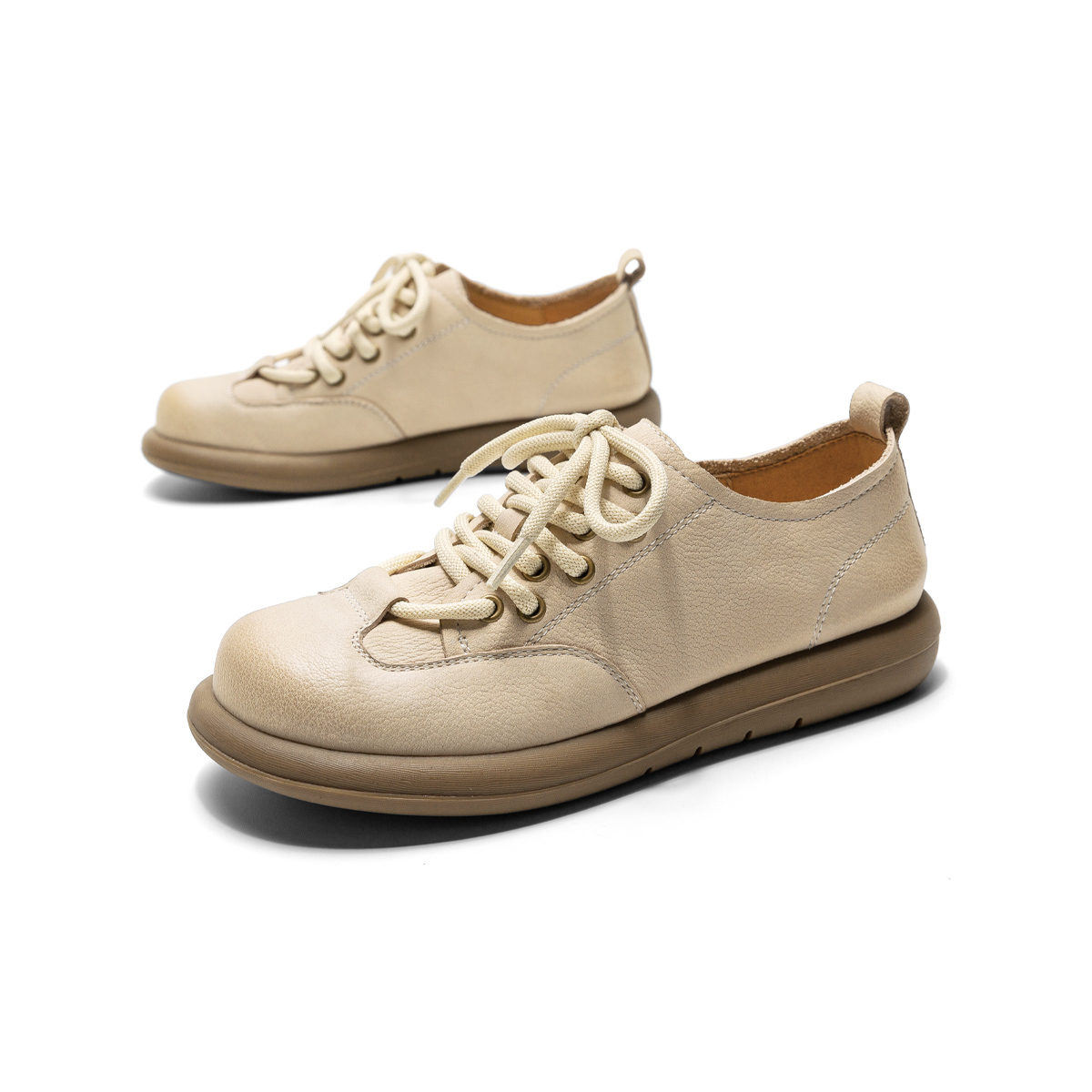 Женские лоферы Q.VONTON цвета кофе с молоком/экрю — фото 4