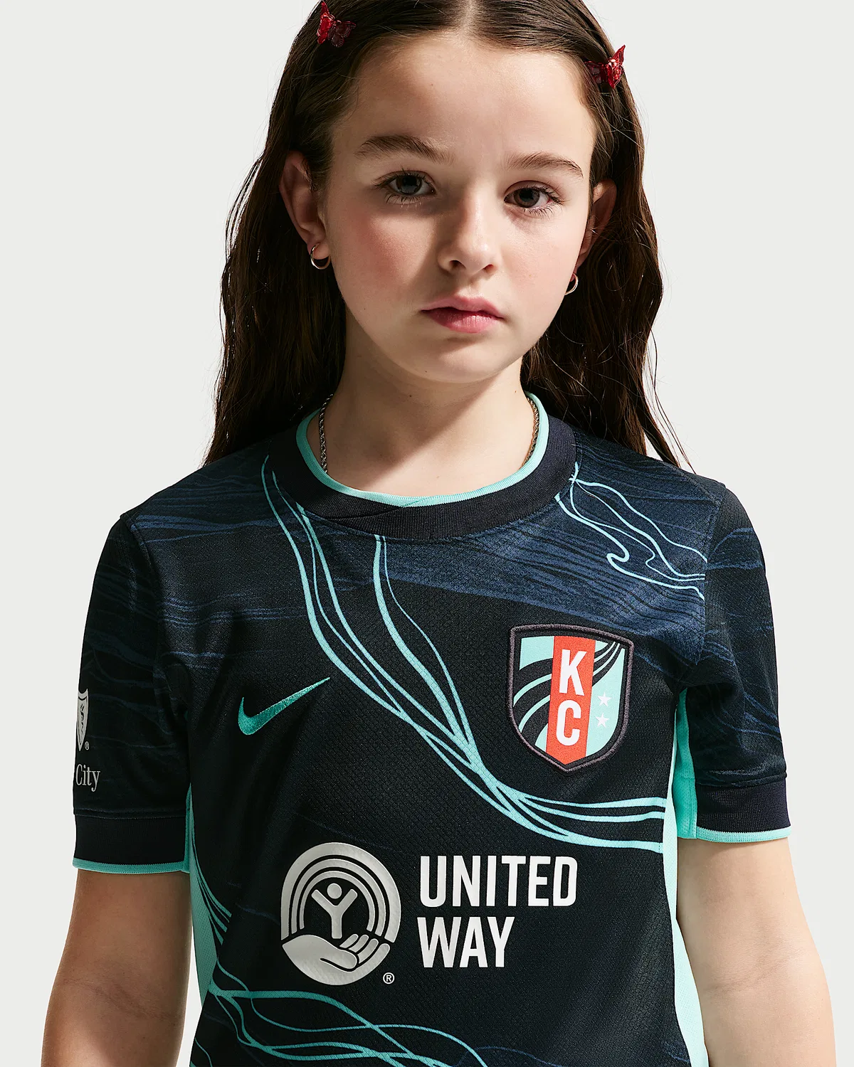 Большие детские Nike Dri-FIT NWSL Replica Jersey Kansas City Current Stadium Away, Dark Obsidian — фото 3