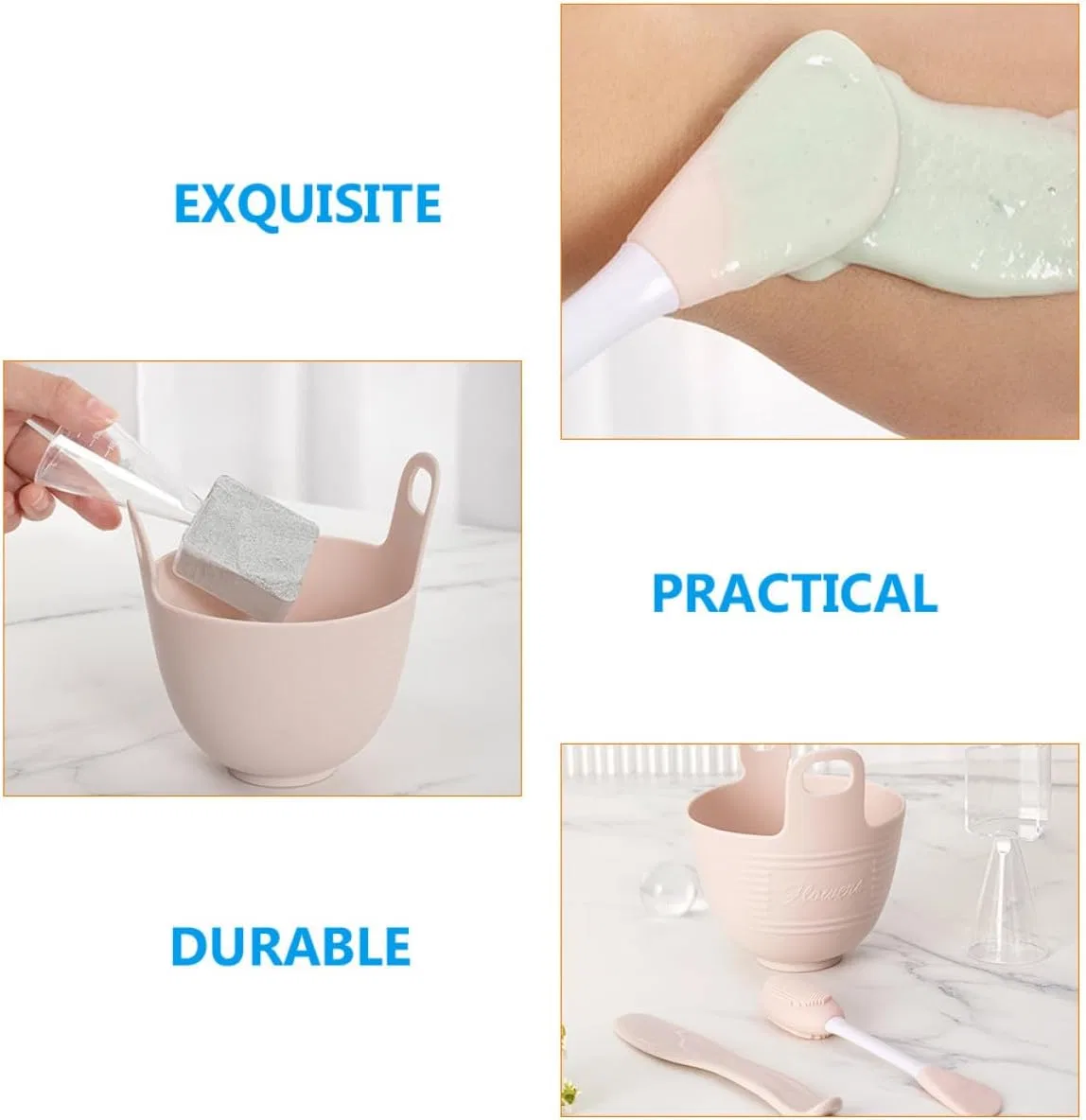 Набор для смешивания масок Silicone ROMISBABA 4 предмета розовый — фото 3