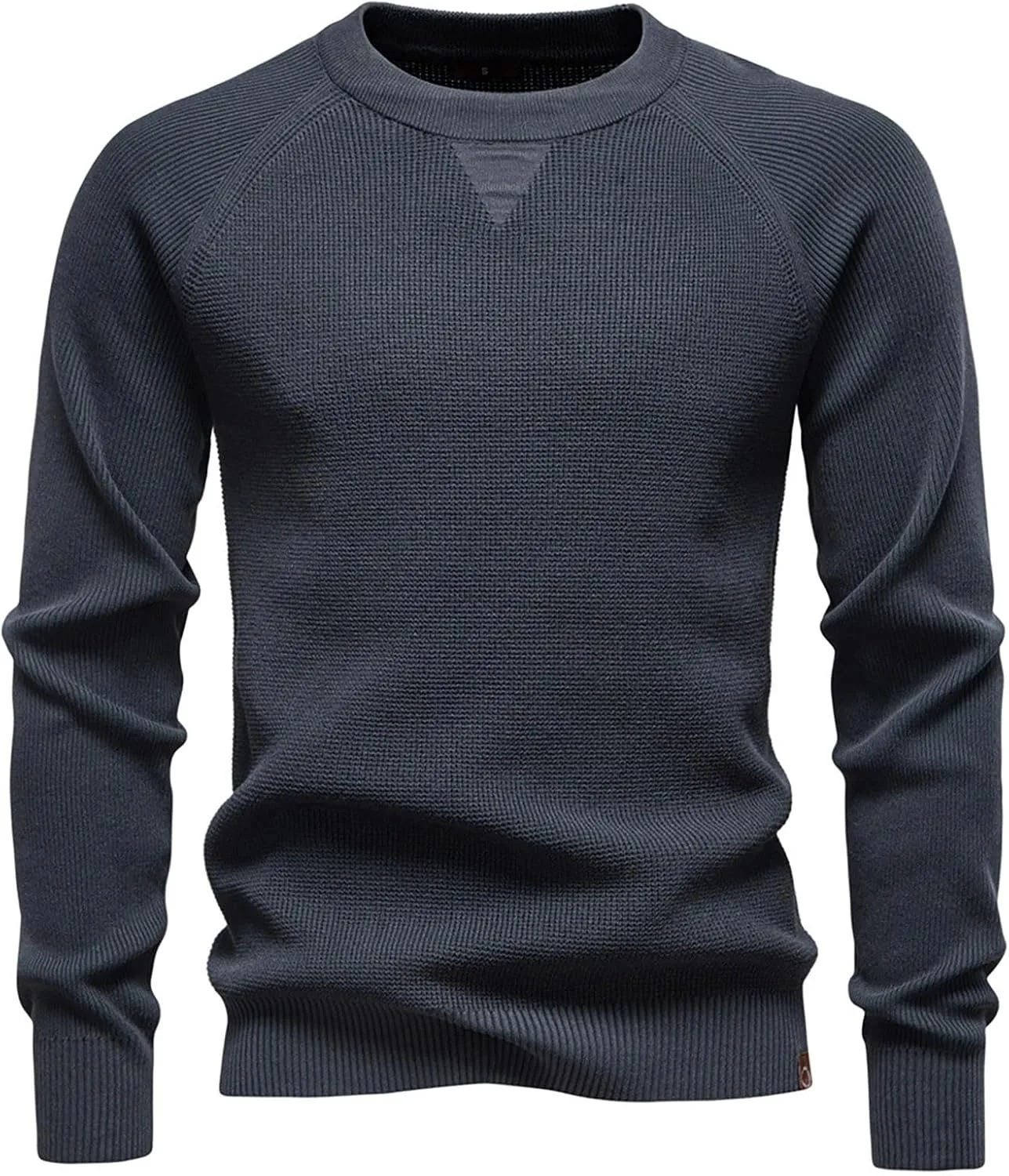 

Мужской свитер-пуловер с регланными рукавами и вафельной вязкой