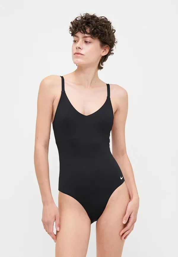 Слитный купальник с V-образным вырезом Nike Swim, черный — фото 2