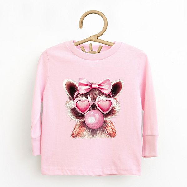Футболка с длинным рукавом Valentine raccoon with bubblegum для малышей The Juniper Shop, Red — фото 3