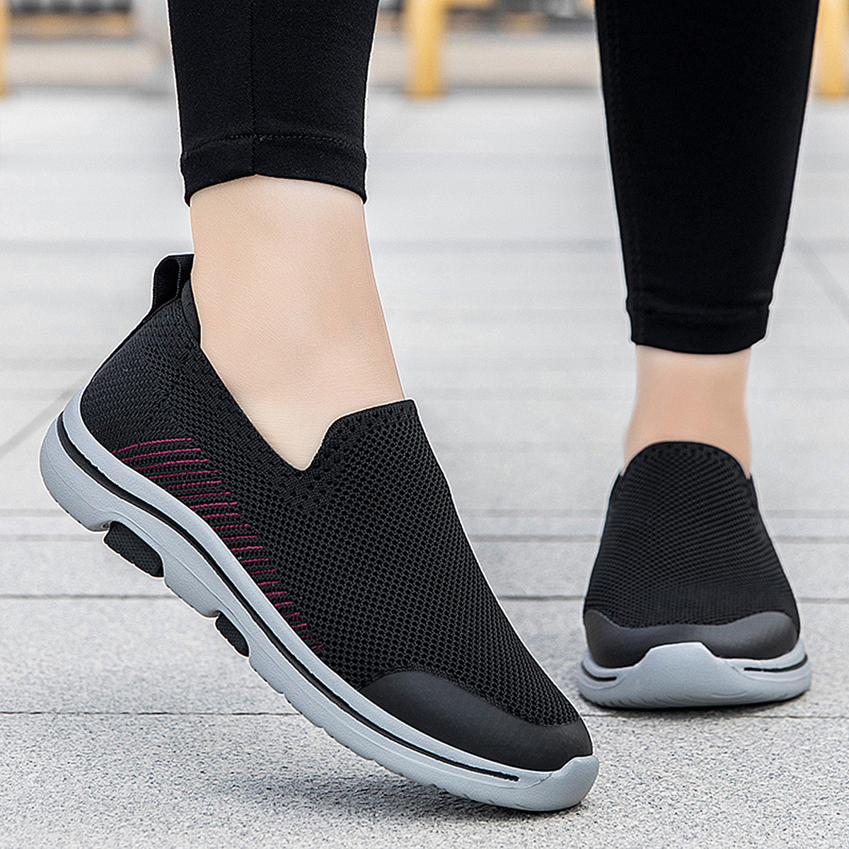Скользоустойчивые и дышащие низкие спортивные повседневные кроссовки Unisex RONGSHI, темно-фиолетовые женские — фото 4