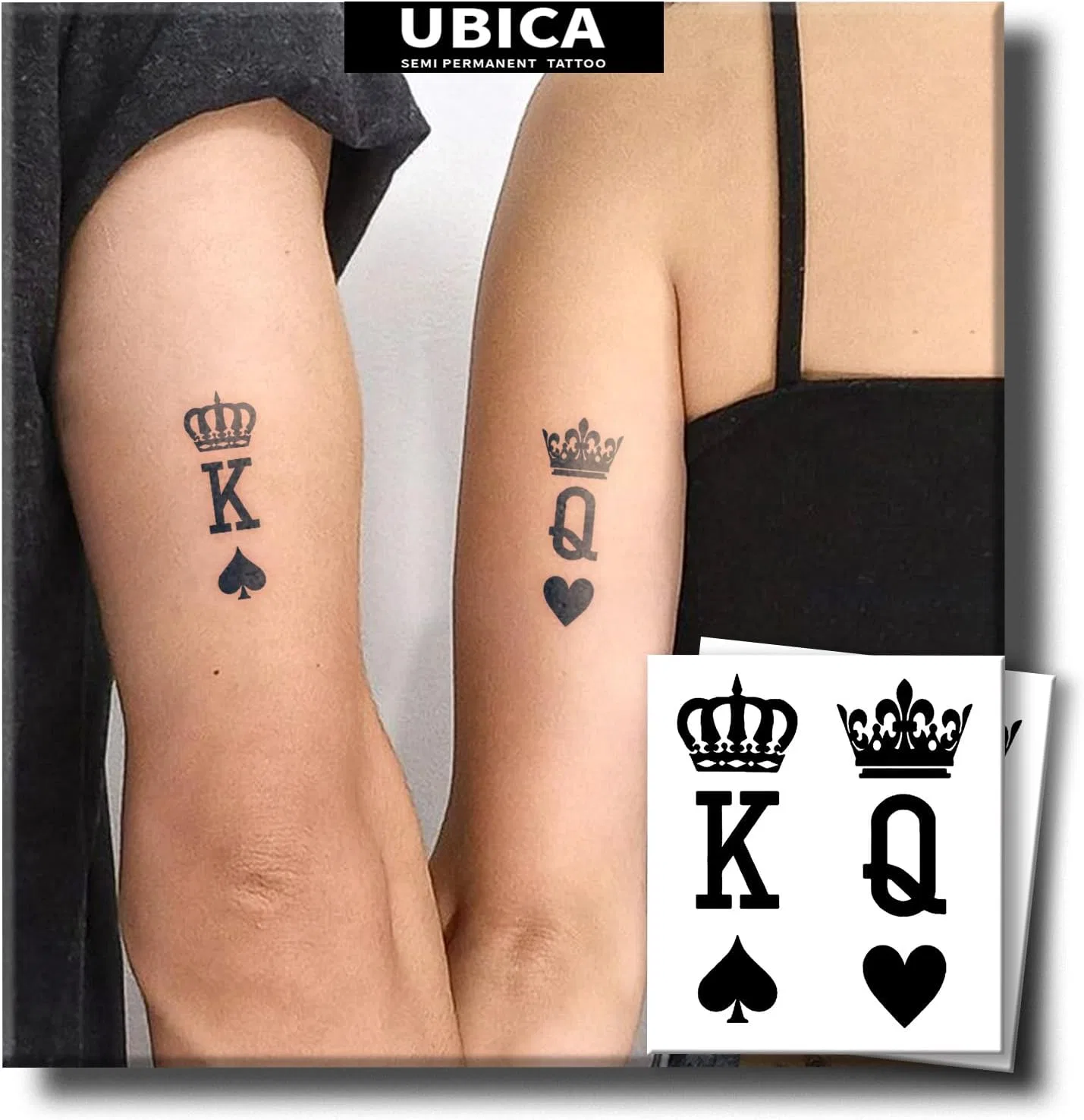 Временные татуировки UBICA Queen & King, 2 шт, водостойкие