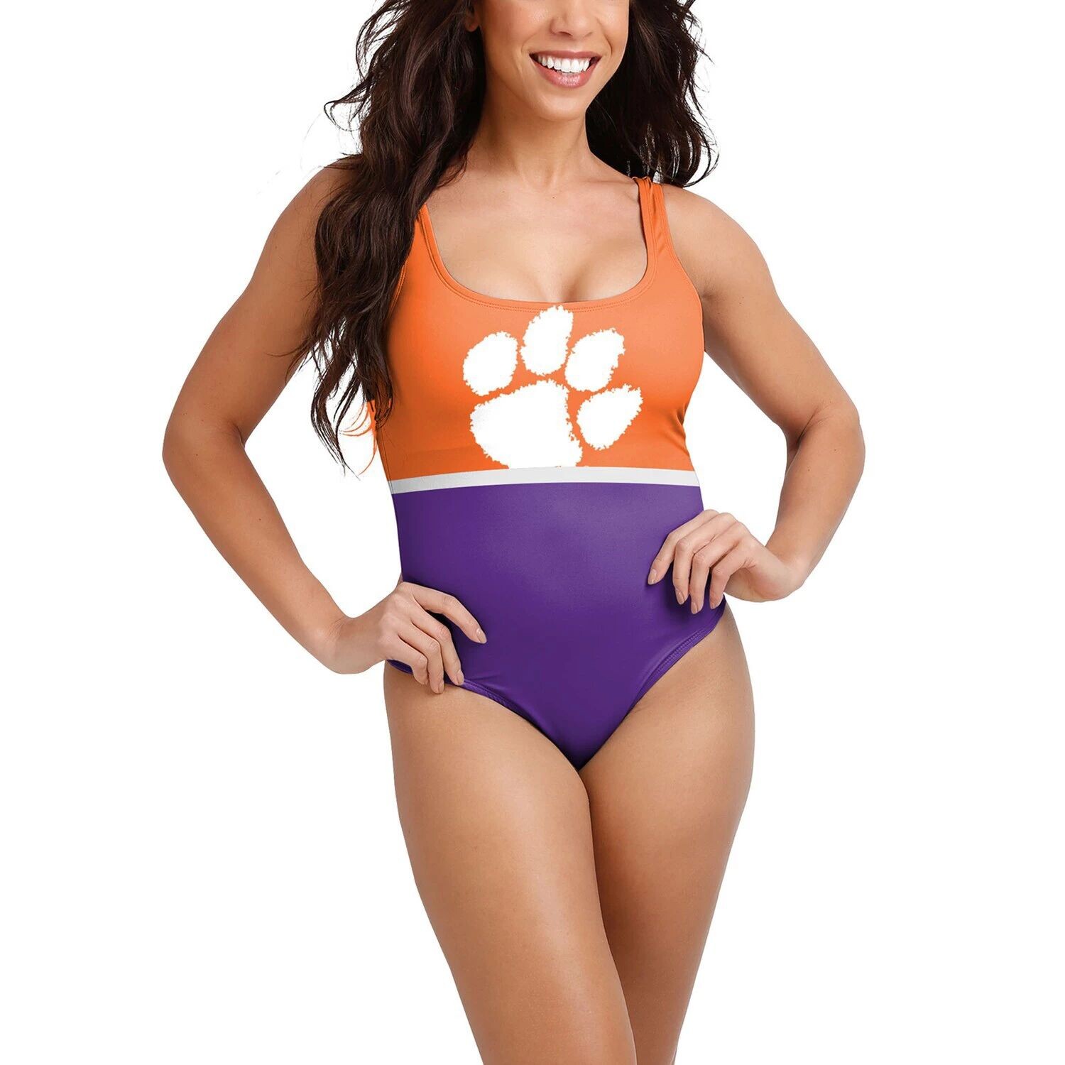

Женский цельный купальный костюм FOCO Orange Clemson Tigers