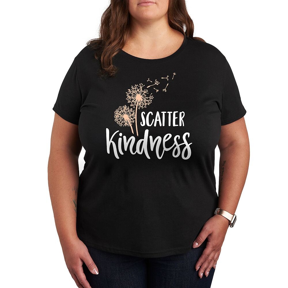 

Плюс размер Футболка с графическим рисунком Scatter Kindness Licensed Character, черный
