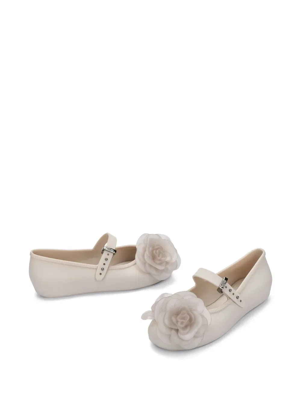 Балетки с цветочной аппликацией Mini Melissa, нейтральный — фото 2