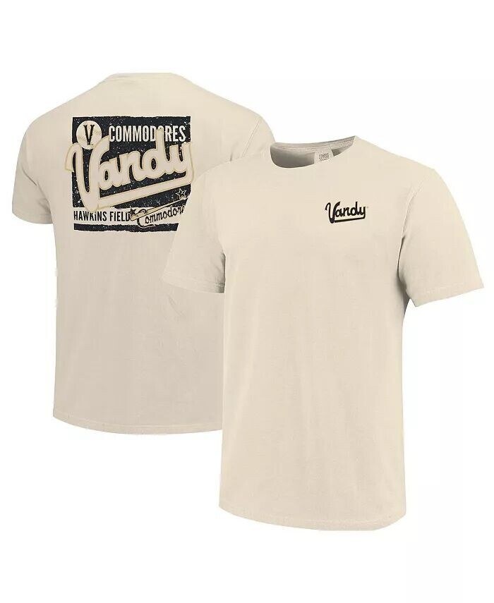 

Мужская кремовая футболка Vanderbilt Commodores Baseball Throwback Comfort Color с эффектом потертости Image One, бежевый