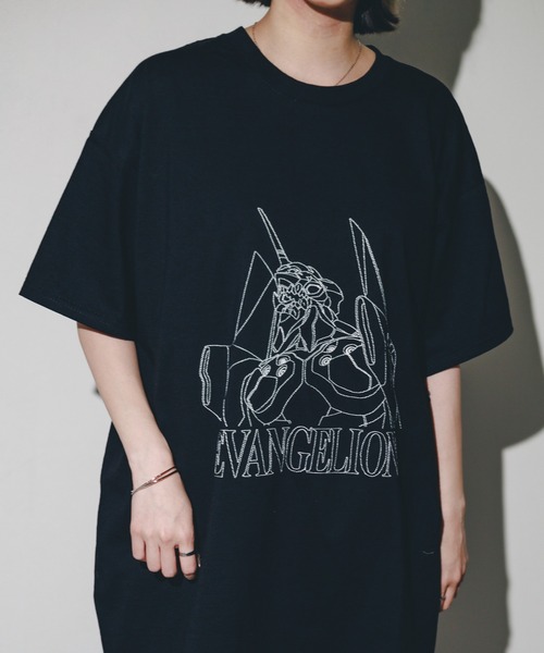 

Футболка с вышивкой, хлопок, 170 г, коллаборация EVANGELION x FRUIT OF THE LOOM, черный