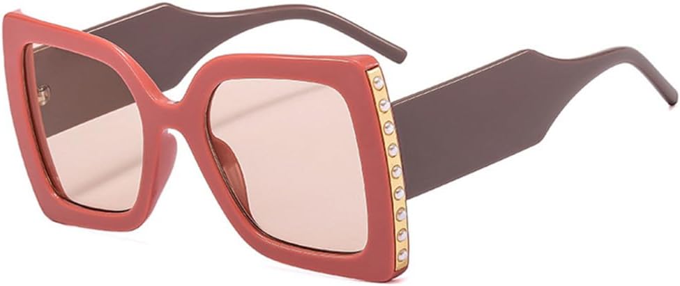 

Большие солнцезащитные очки для женщин в стиле ретро с жемчужной отделкой, двухцветные, с широкими дужками, солнцезащитные очки для мужчин UV400 LANGSER, Pink Champagne