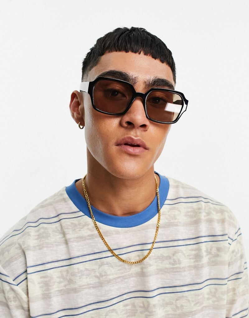 

ASOS DESIGN - квадратные солнцезащитные очки в стиле 70-х годов в черной оправе и коричневых линзах