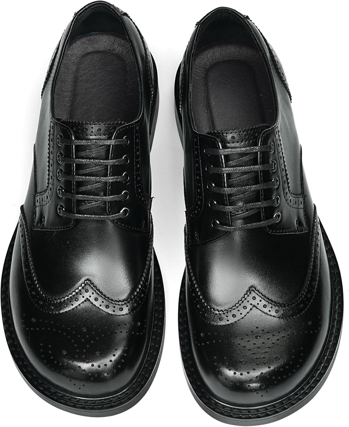 Мужские классические туфли Business Authentic Derby для мужчин, броги с крылышками, круглый носок, 5 отверстий для шнуровки, гладкая кожа, формальные и повседневные, модель 96181 Windhana, черный — фото 4