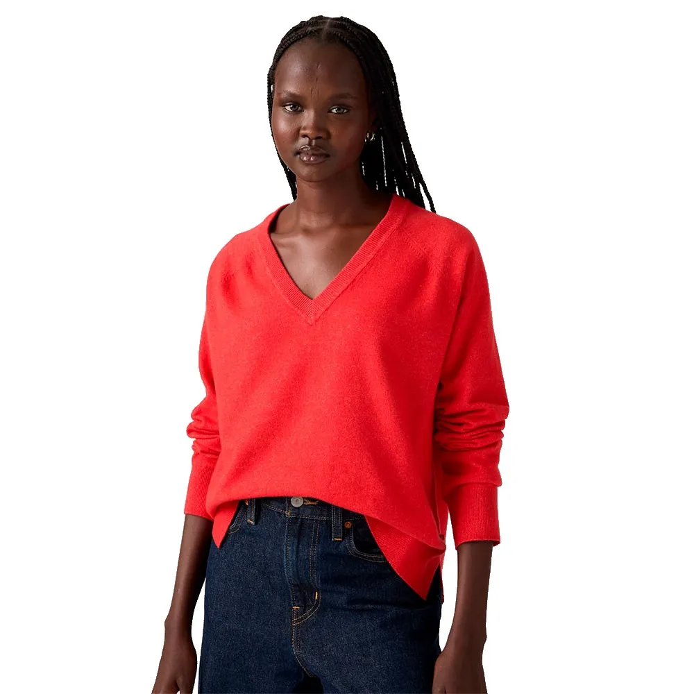 Свитер Levi's Super Soft с V-образным вырезом, красный — фото 4