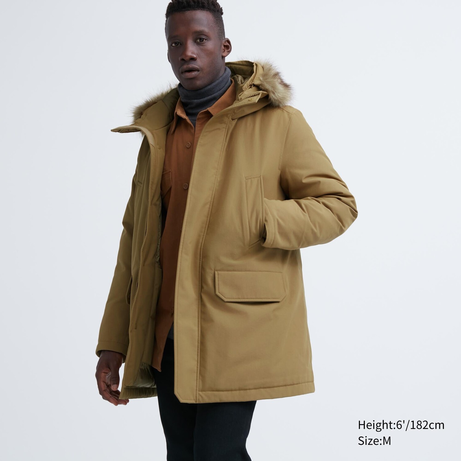 

Пуховик Uniqlo мужской ультратеплый, бежевый дубль