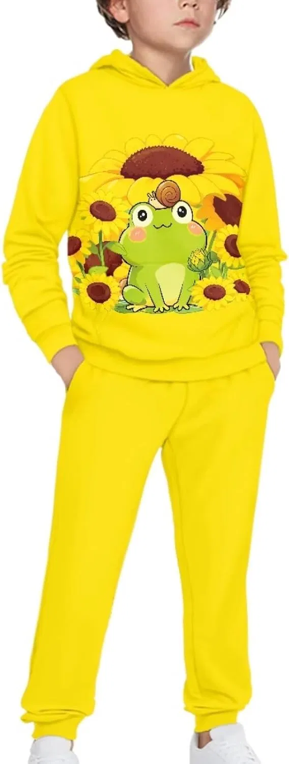 Детский спортивный костюм из толстовки и джоггеров YECARYPOD, Frog Sunflower, yellow — фото 3