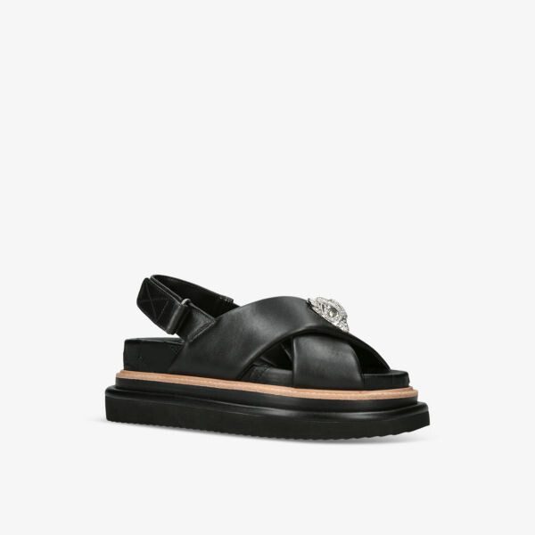 Кожаные сандалии на плоской подошве orson с перекрестными ремешками Kurt Geiger London, черный — фото 3