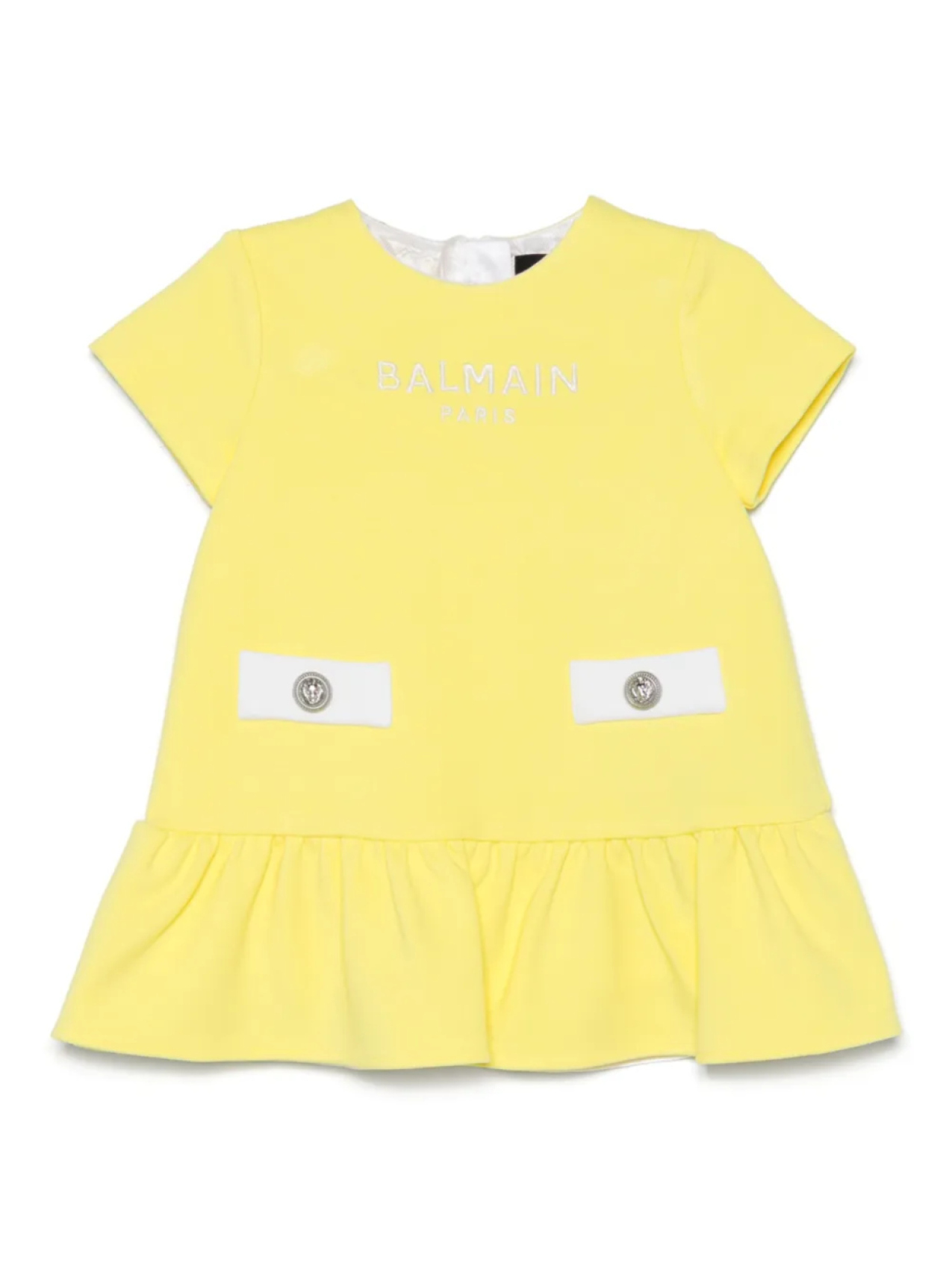 

Платье с вышитым логотипом Balmain Kids, желтый