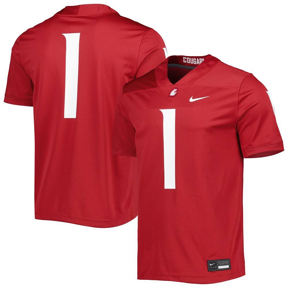 Мужская футбольная майка Nike #1 Crimson Washington State Cougars Untouchable, цвет Wsc Red — фото 2