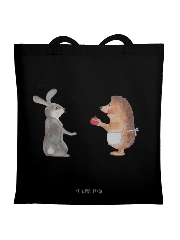 

Mr. & Mrs. Panda Сумка-шоппер с изображением кролика и ежика, без надписи, черного цвета