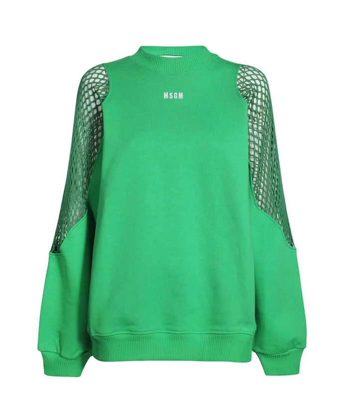

Женская хлопковая толстовка с круглым вырезом, ребристая ткань. Msgm, зеленый