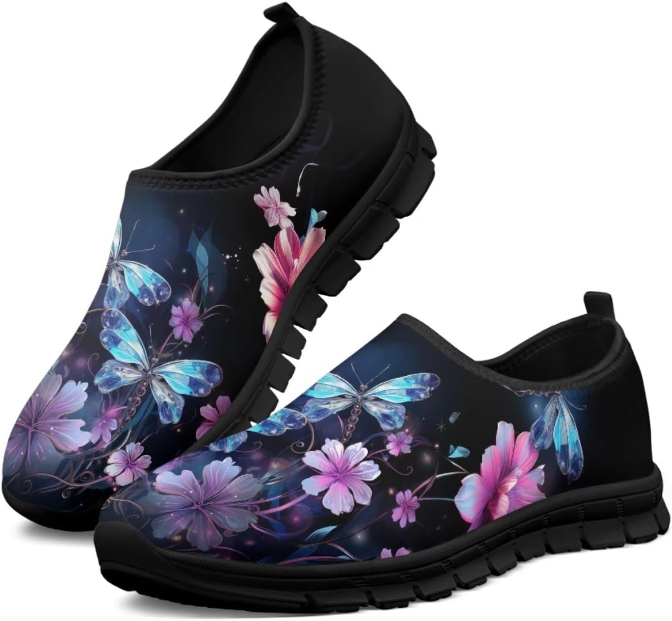 

Мужские кроссовки Howilath с принтом стрекозы и морской черепахи, обувь без шнурков, повседневные лоферы, Floral Dragonfly