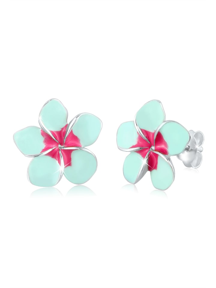 

Elli Серьги из серебра 925 пробы в виде цветка франжипани, разноцветные