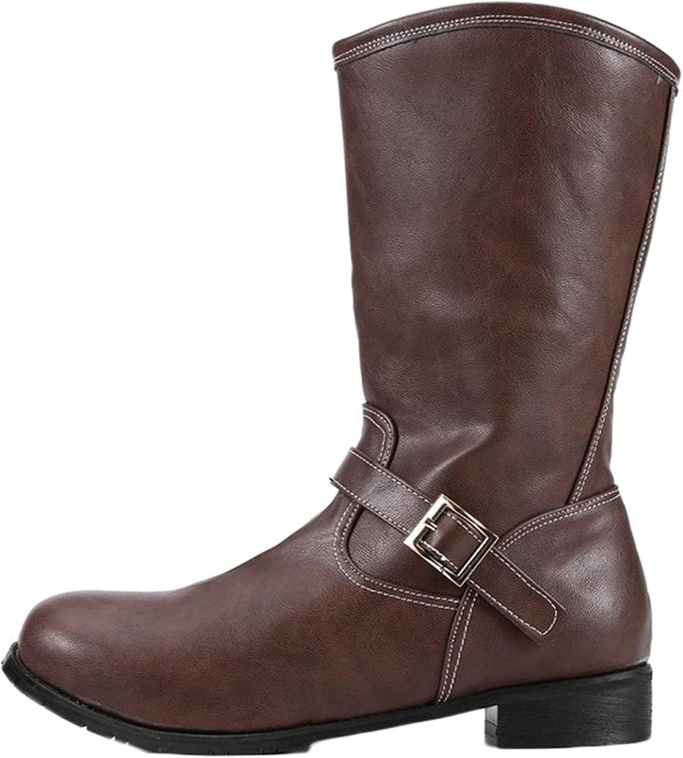 

Мужские ботинки Yiozoi Cowboy, высокие, водонепроницаемые для снега, осенне-зимние сандалии, мужские ботинки из телячьей кожи, коричневый