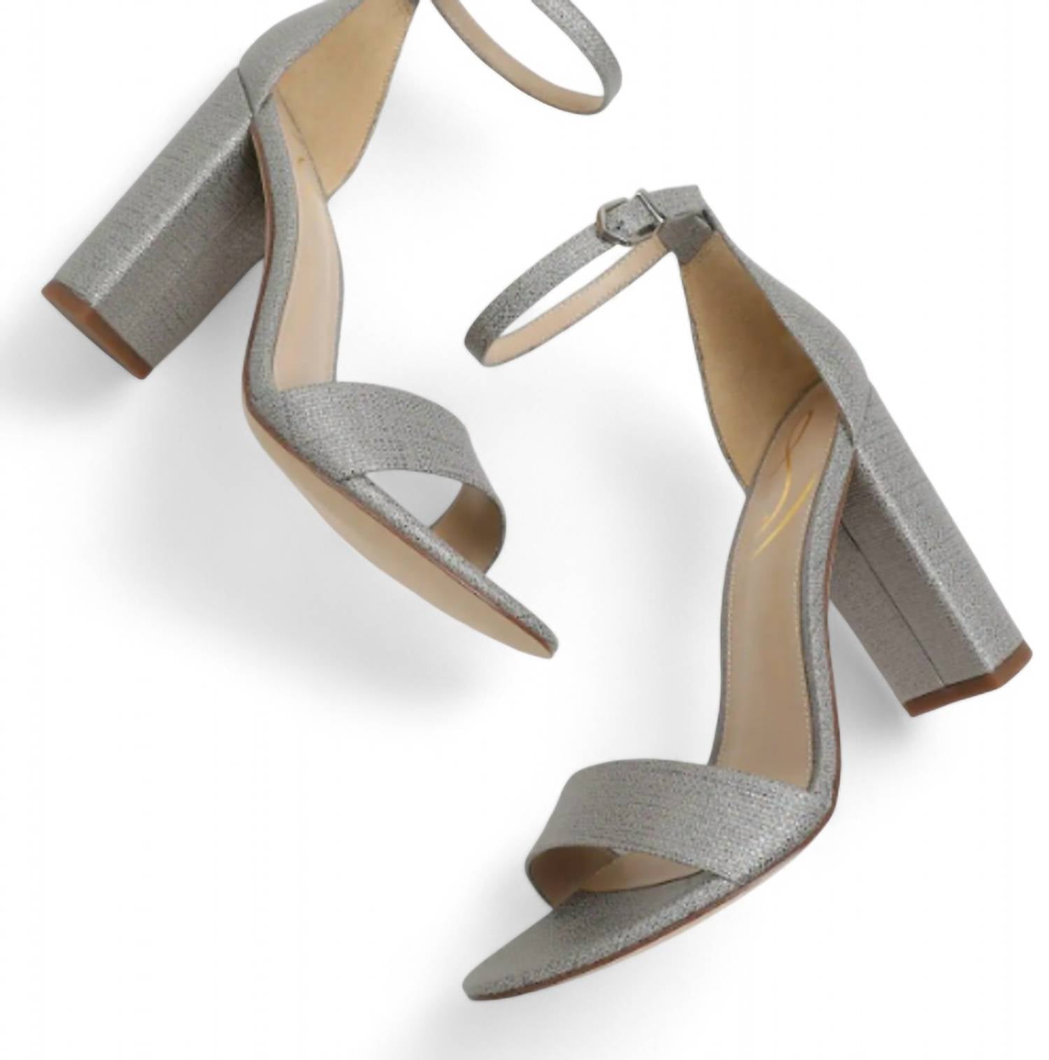 Сандалии Yaro на блочном каблуке цвета олова Sam Edelman, цвет pewter — фото 3