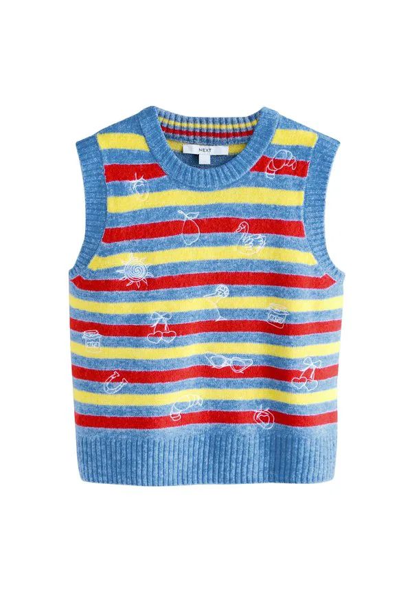 Топ без рукавов с круглым вырезом и стандартным кроем Next, Blue Multi Stripe Embroidery — фото 4