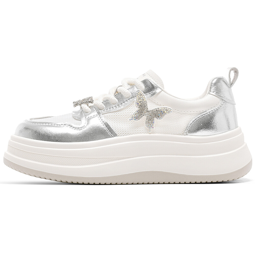 

Кроссовки CВ°BANNER Skateboard Shoes Women's Low-Top Silver, Серый, Кроссовки CВ°BANNER Skateboard Shoes Women's Low-Top Silver