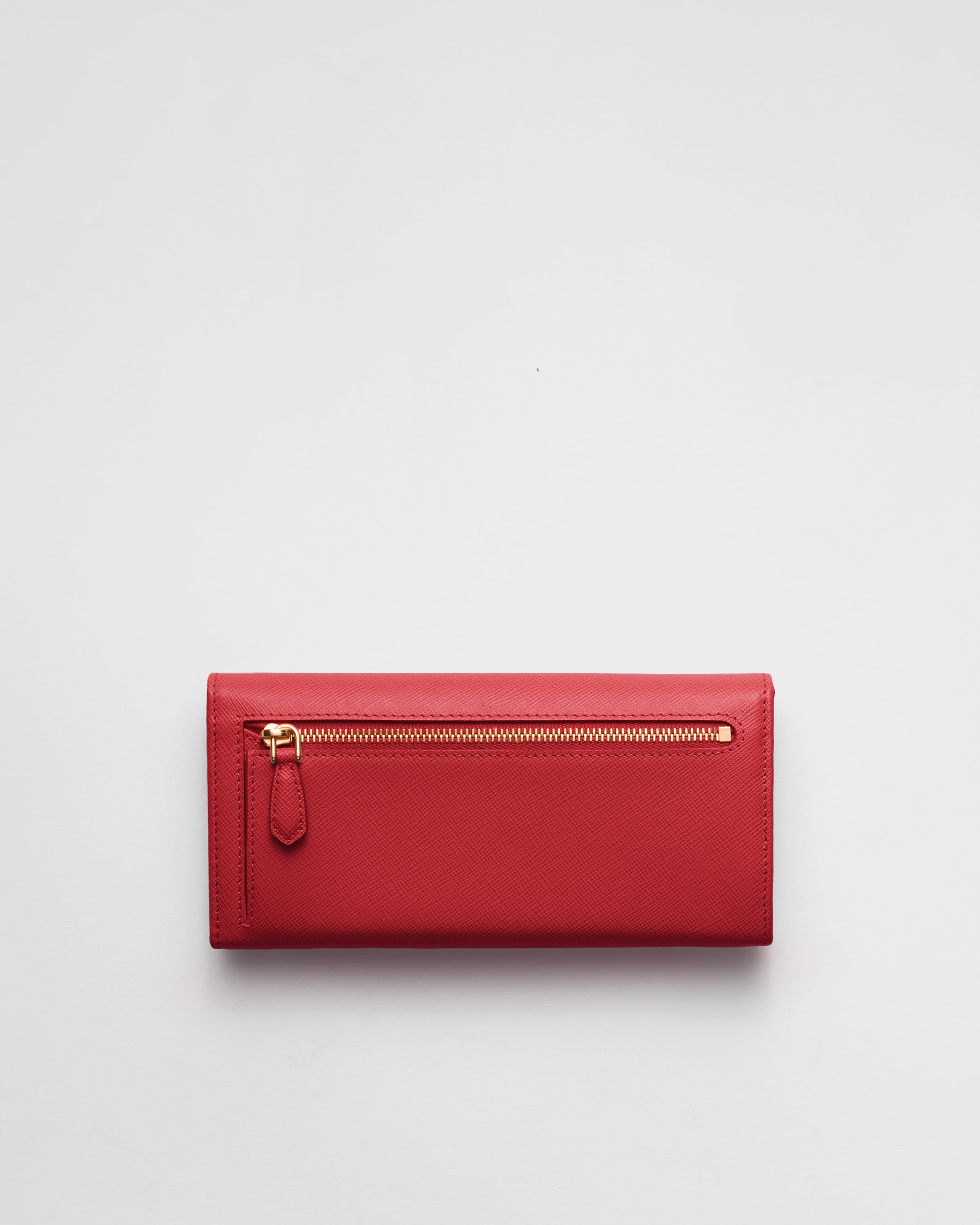 Большой кошелек из сафьяновой кожи Prada, ярко-красный — фото 3