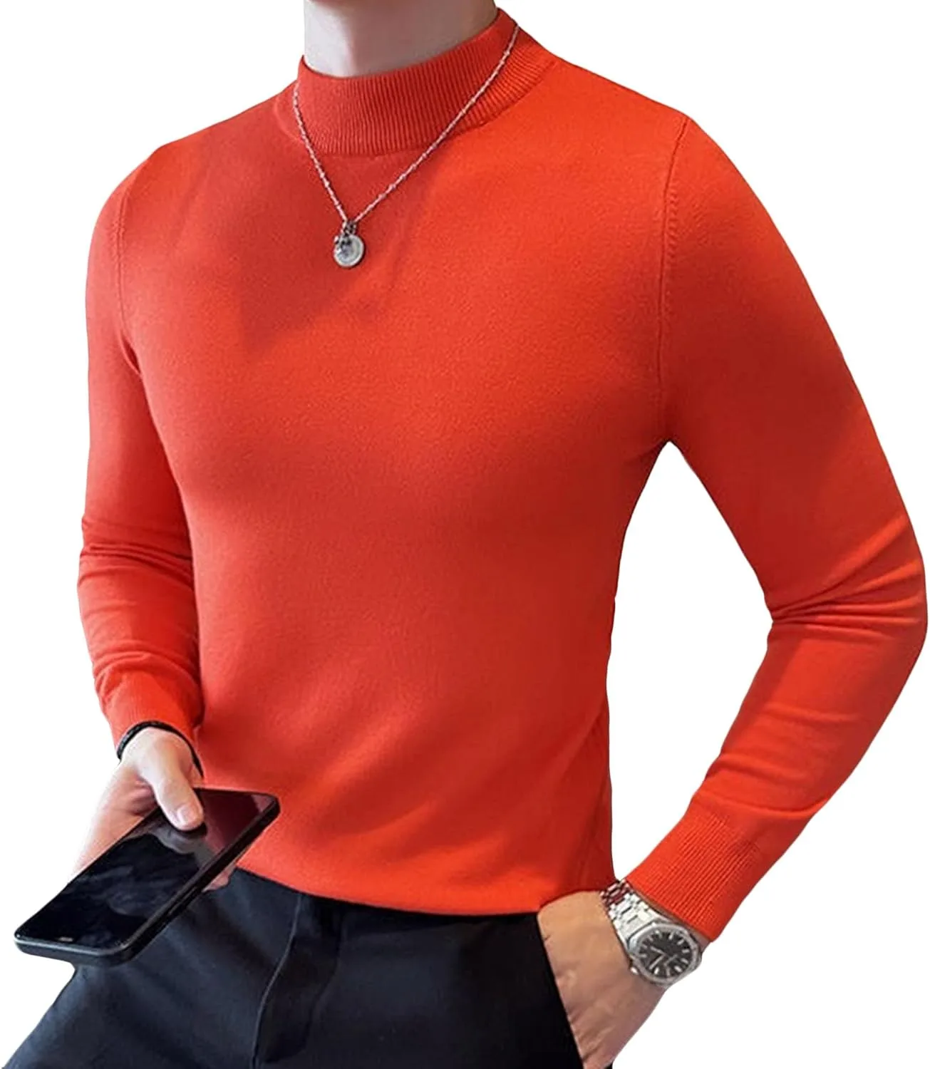 

Мужской свитер с полуводолазкой Slim Fit, длинный рукав, вязаный