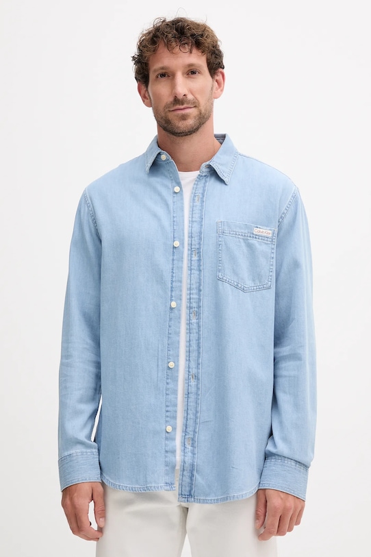

Хлопковая рубашка Calvin Klein Jeans, синий