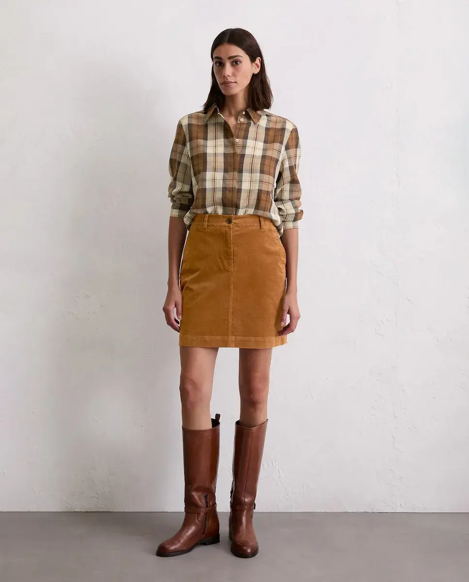 

Мини-юбка трапециевидного кроя из органического хлопка и модала с эластичной тканью MARC O'POLO, коричневый