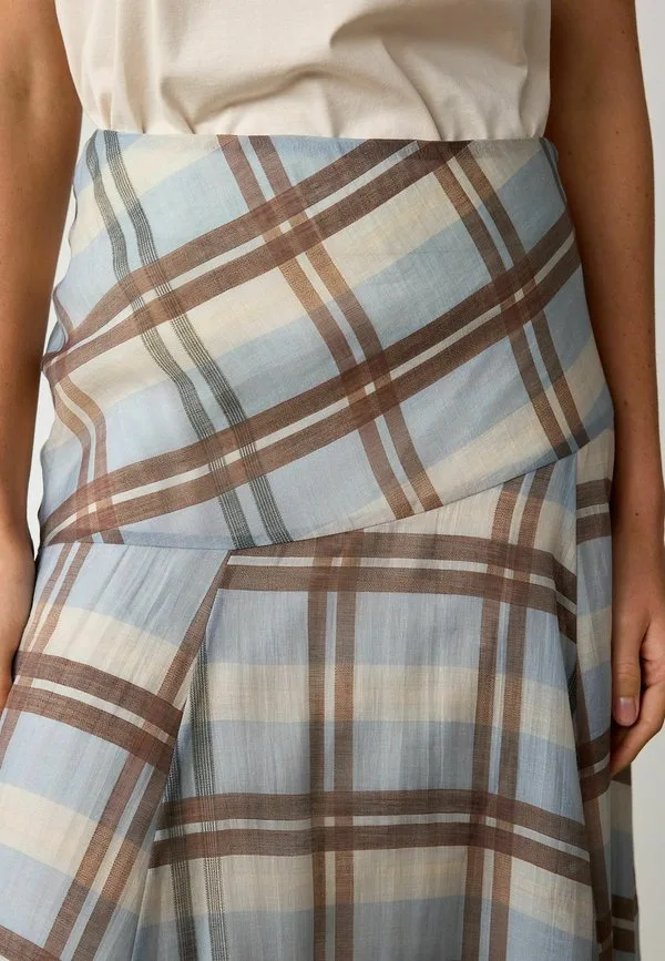 Асимметричная макси-юбка с годетом стандартного кроя Next, Blue Brown Check — фото 4