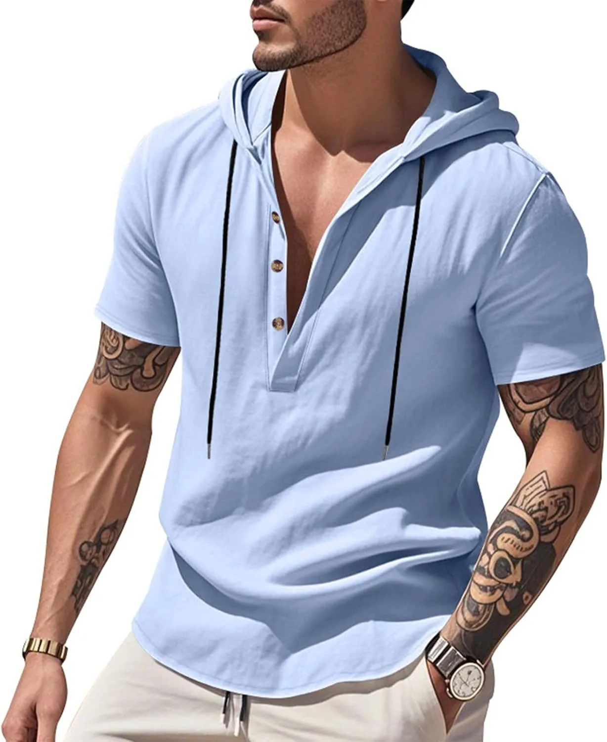 

Мужская футболка с капюшоном Wenkomg1, короткий рукав, легкая, дышащая