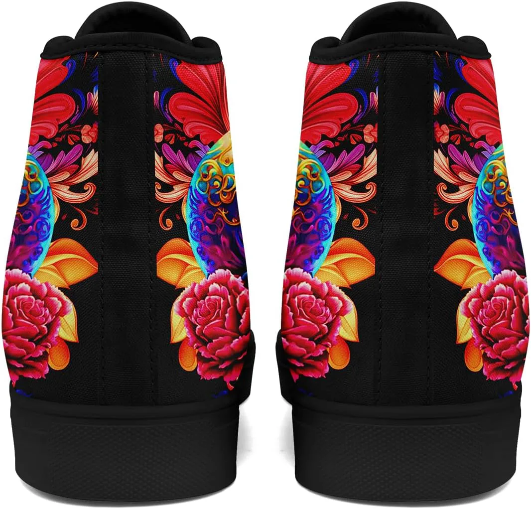 

Мужские высокие кеды с черепом на холщовой ткани, классические модные высокие кроссовки, универсальные повседневные кроссовки с шнуровкой Coolcustomize