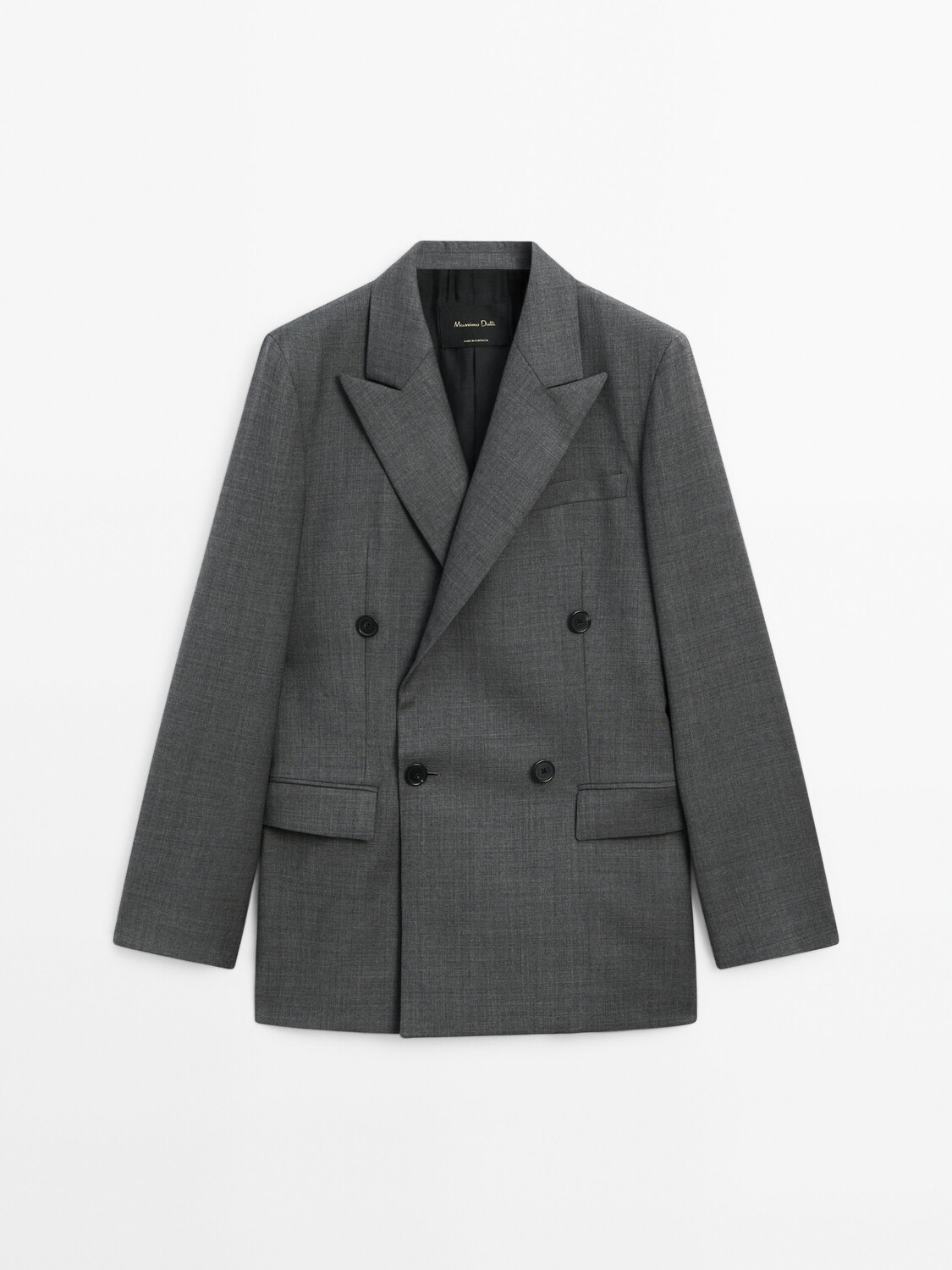 

Двубортный пиджак из 100% шерсти Massimo Dutti, серый