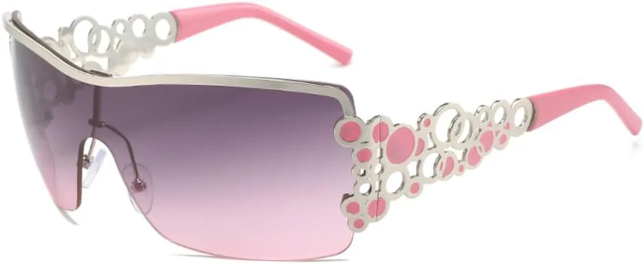 

Женские солнцезащитные очки без оправы с градиентными линзами, золотистой ажурной оправой, металлическими шарнирами и защитой от УФ-излучения UV400 VFDHN, C6