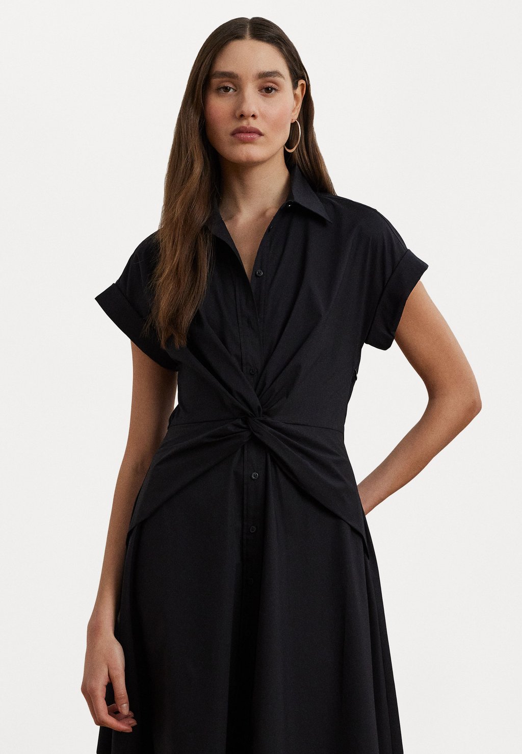 

Платье-рубашка TWIST FRONT COTTON BLEND SHIRTDRESS Lauren Ralph Lauren, черный
