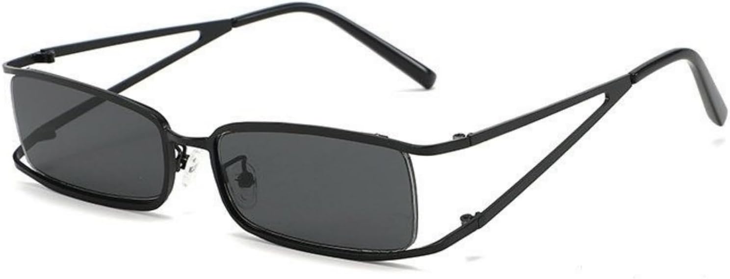 

Винтажные узкие маленькие солнцезащитные очки Willochra для женщин, роскошная металлическая оправа, прямоугольные очки с полой конструкцией, защита от ультрафиолета UV400, C1