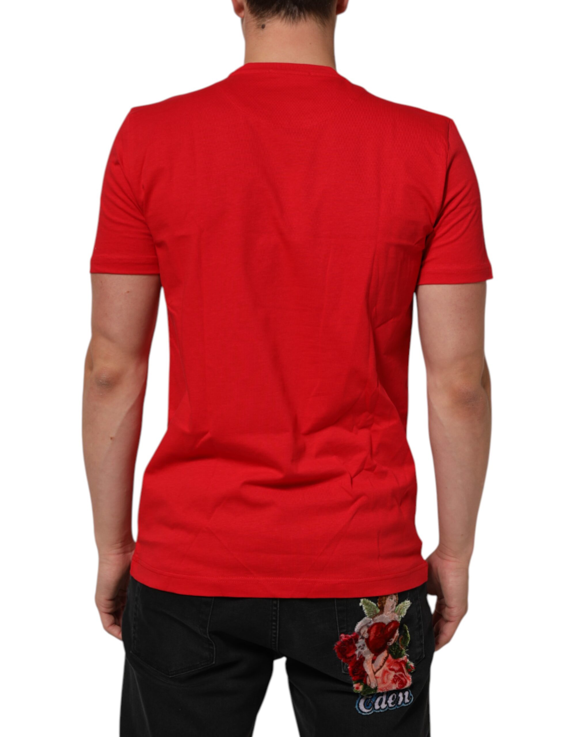 Футболка с круглым вырезом из хлопка Red Goodluck 2023 Dolce & Gabbana, красный — фото 3