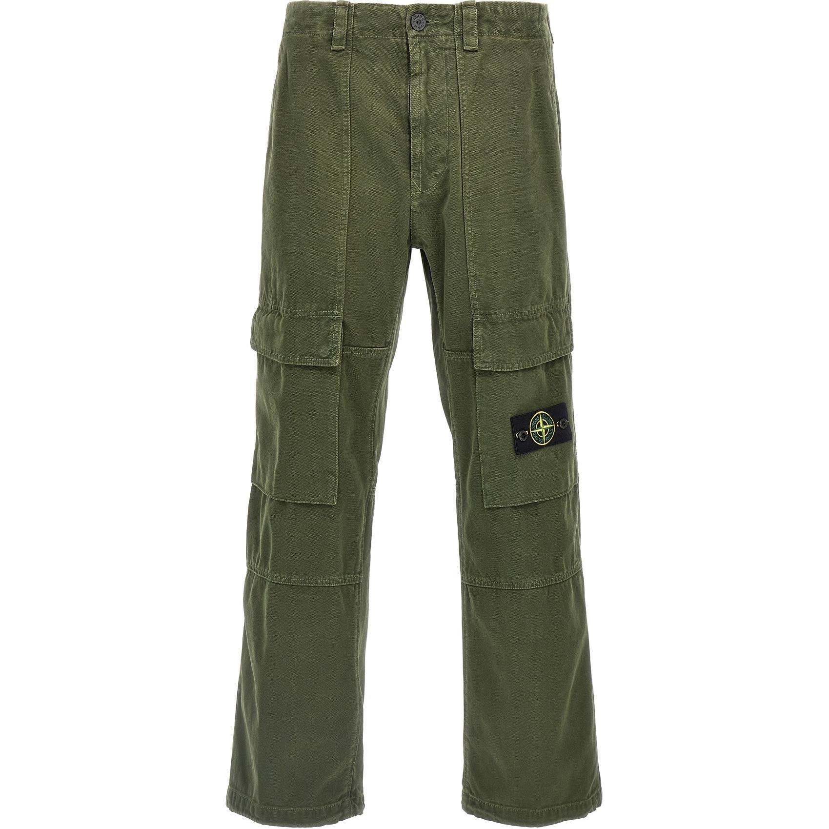 Хлопковые карго-брюки STONE ISLAND, зеленый — фото 3