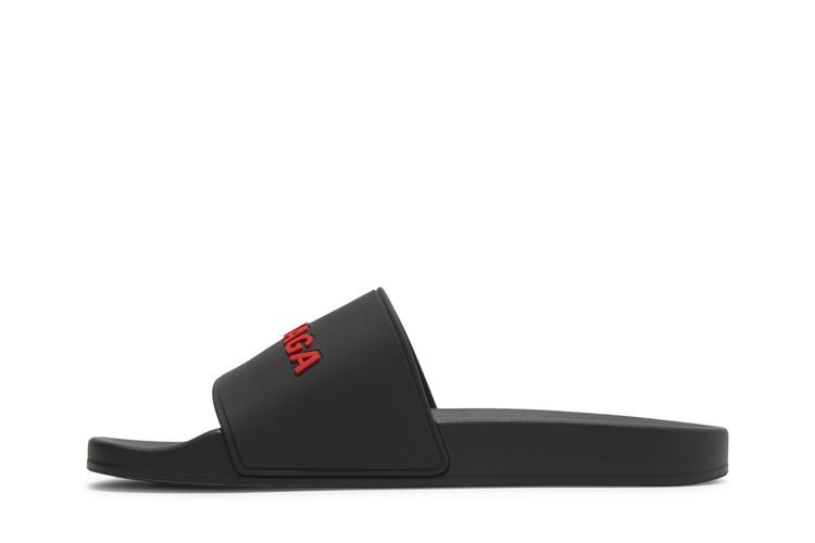 Кроссовки Balenciaga Pool Slides 'Black Red', черный — фото 3