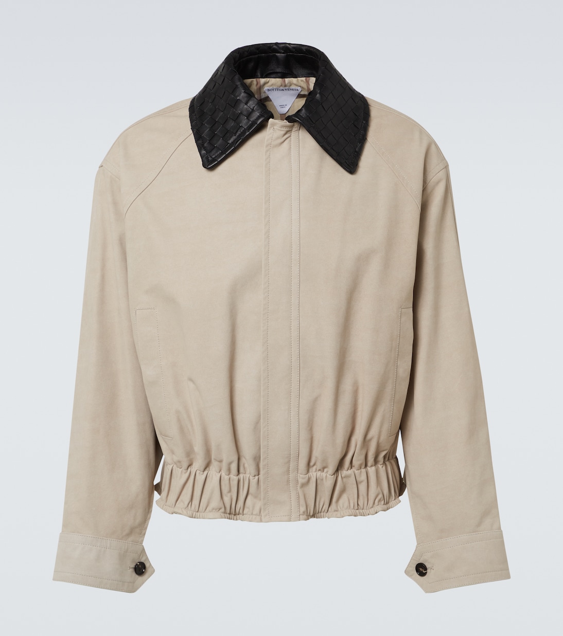 

Блузон из кожи Intrecciato с узором "ёлочка" Bottega Veneta, Light Beige
