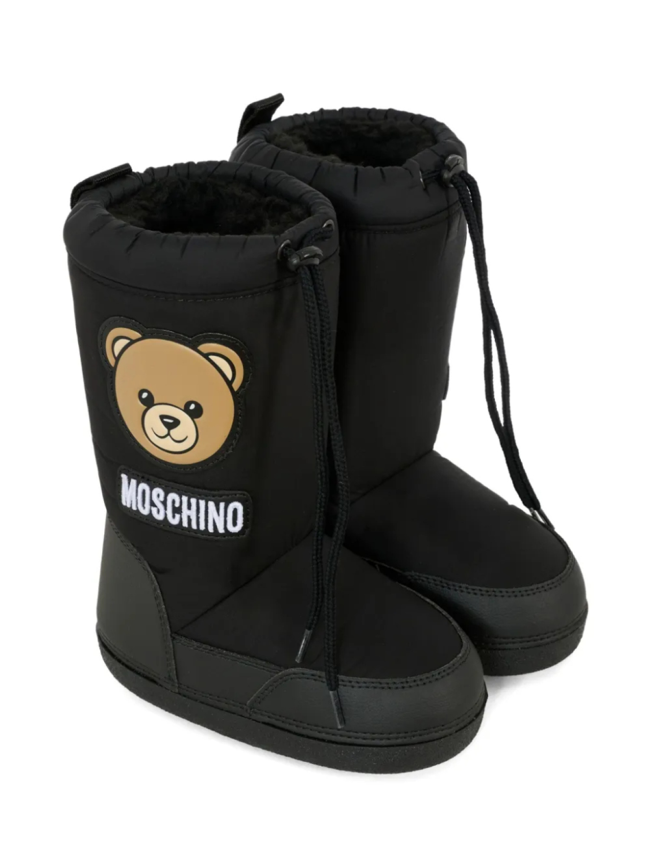 

Зимние ботинки Moschino Kids с рисунком Тедди, черный