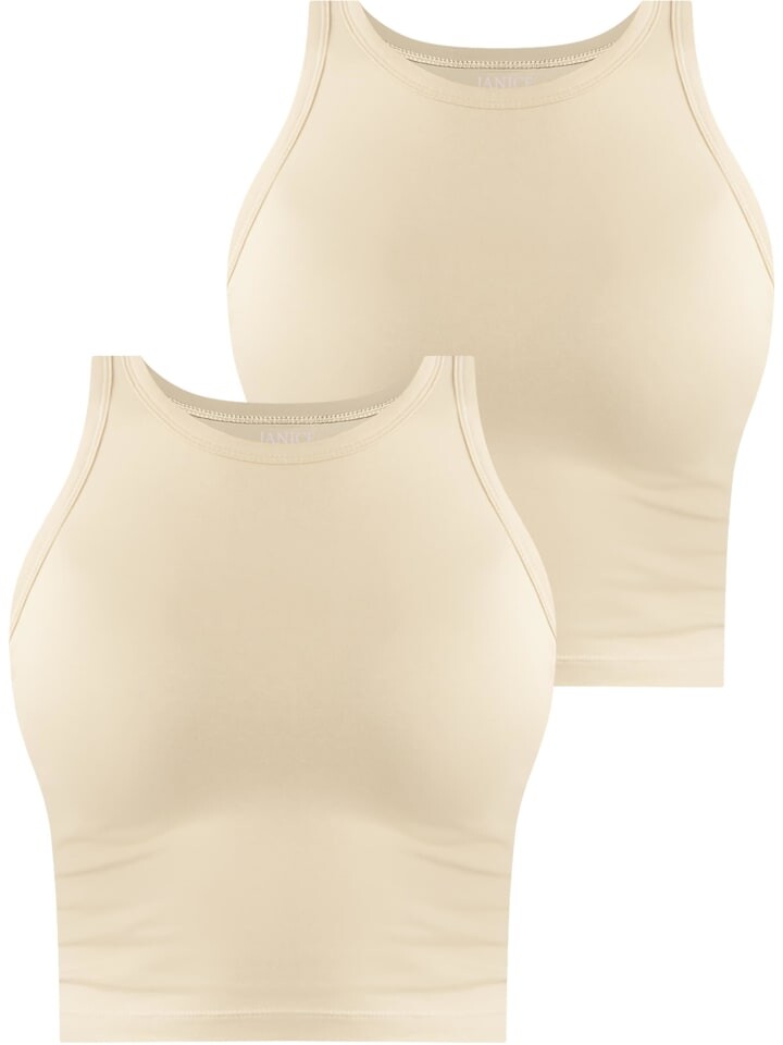

Топ Janice 2 x Damen crop hochgeschlossen Niah, бежевый