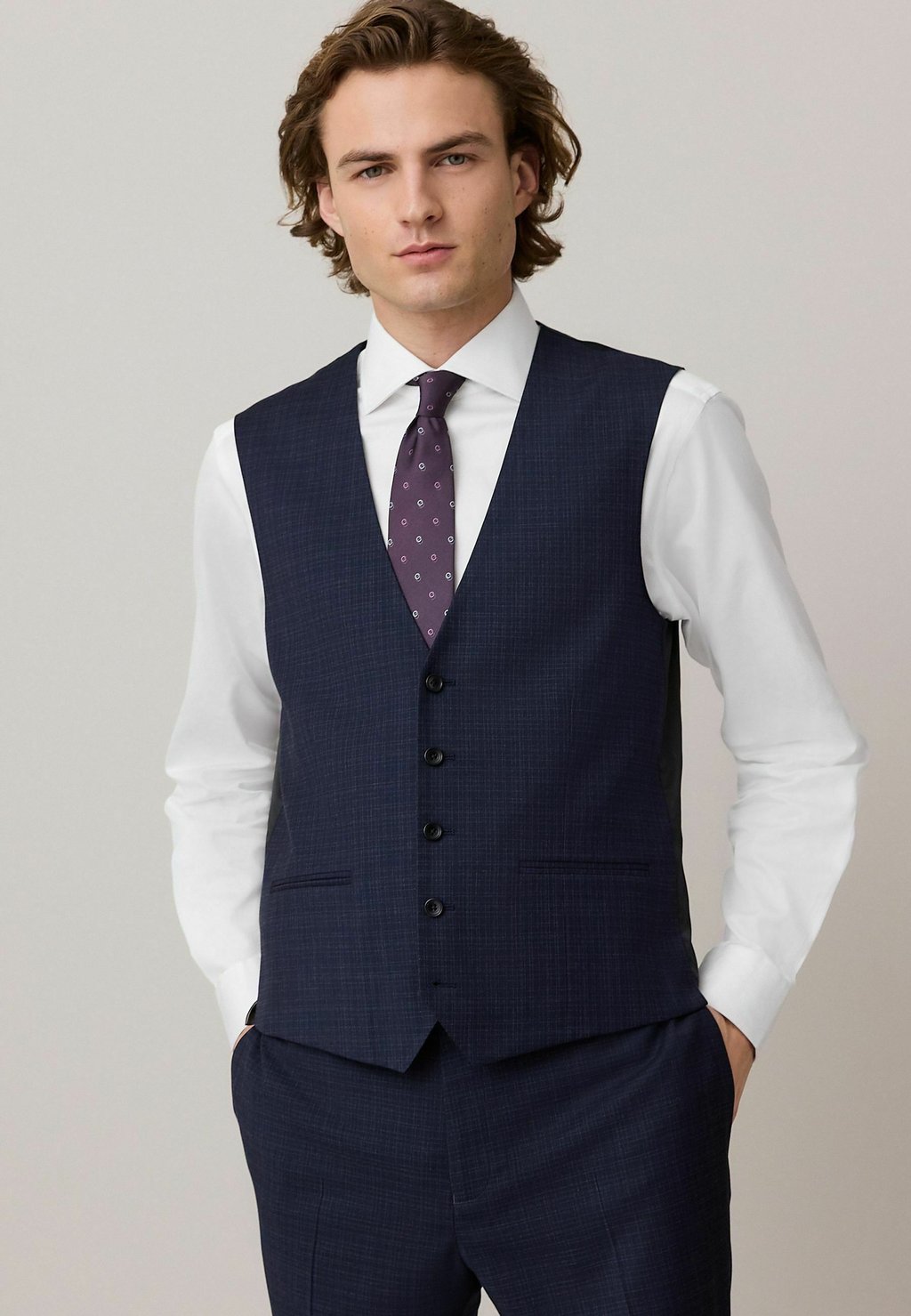 

Жилет REGULAR FIT - CHECK TEXTURE Next, синий