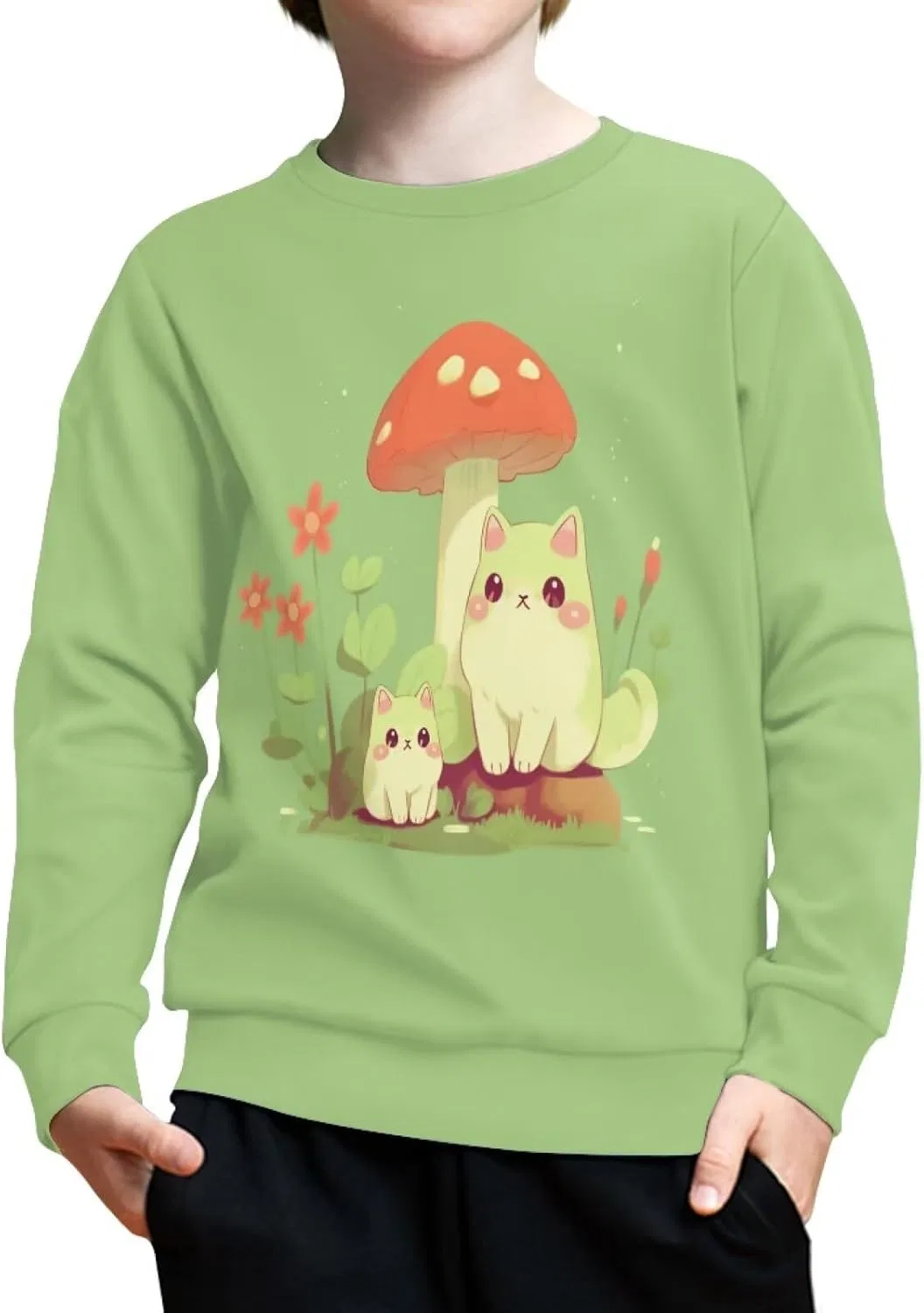 Детский свитшот ZPINXIGN с принтом, цвет 1 Cat Mushroom — фото 3